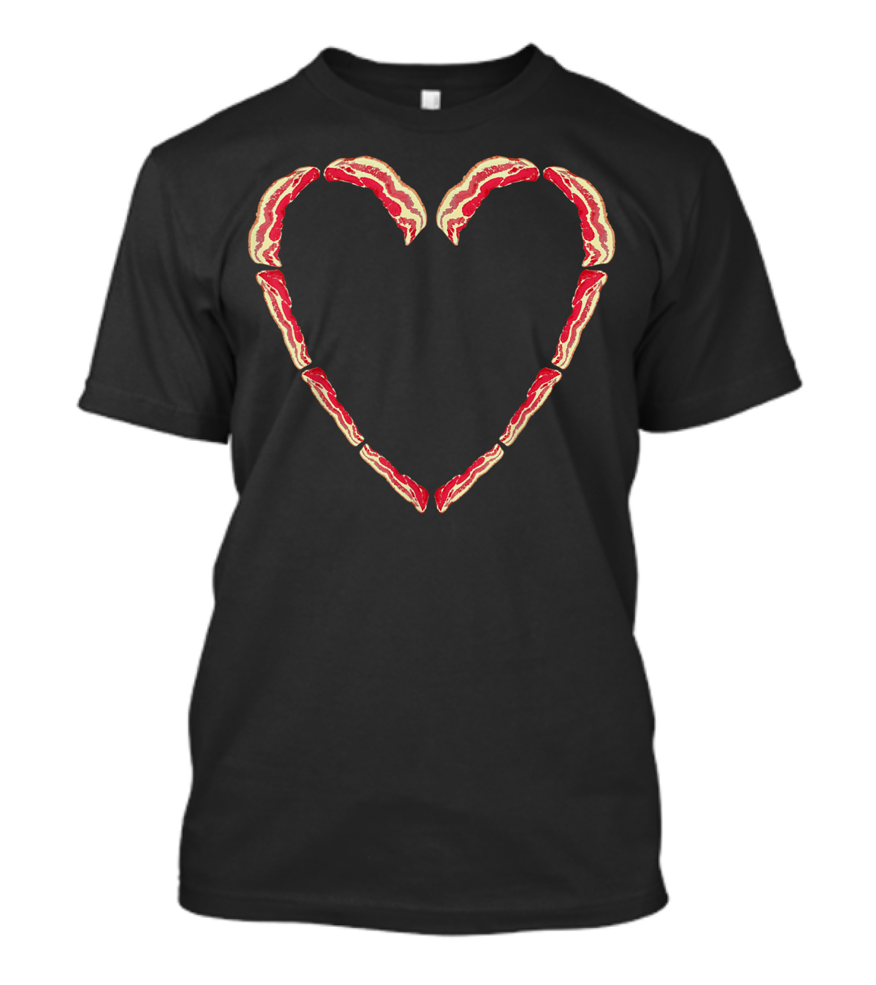 Heart Shaped Bacon Stripes I Love Bacon T-Shirt