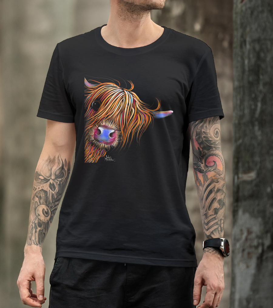 Highland Cow Sugar Lump 5C Colorful Animal Print T-Shirt