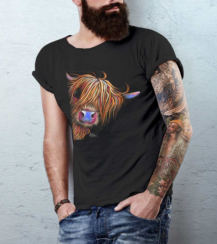 Highland Cow Sugar Lump 5C Colorful Animal Print T-Shirt