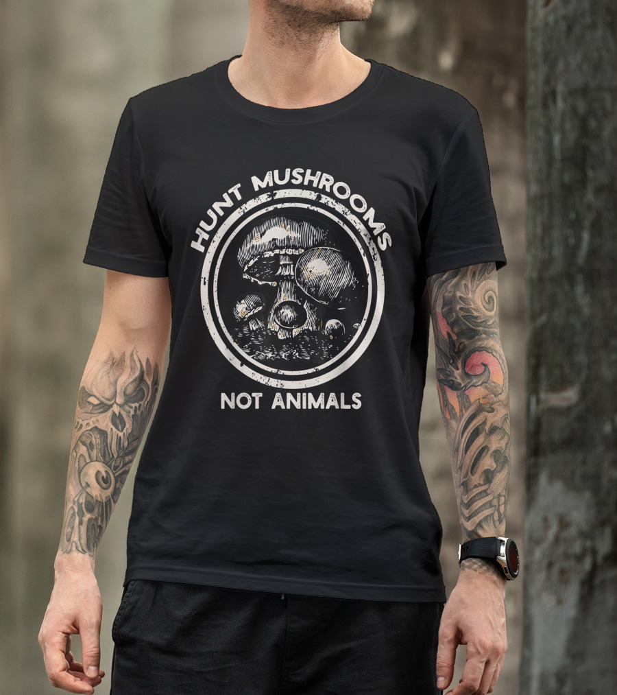 Hunt Mushrooms Not Animals Vintage Mushroom T-Shirt