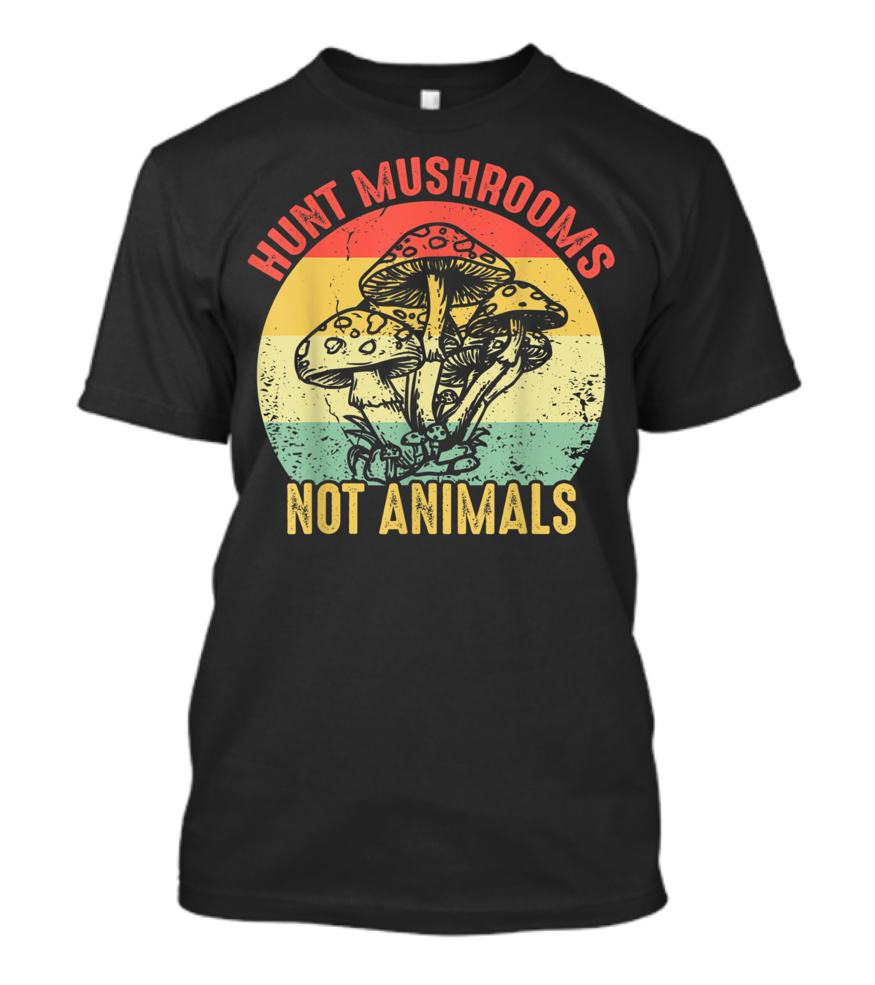 Hunt Mushrooms Not Animals Vintage Style Vegetarian Fungi T-Shirt