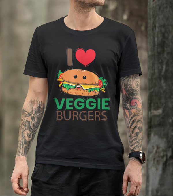 I Love Veggie Burgers Vegetarian Vegan Plant T-Shirt