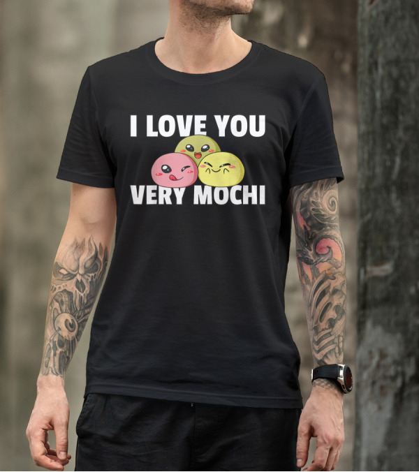 I Love You Very Mochi Cute Kawaii Ice Cream Rice Cake Faces T-Shirt