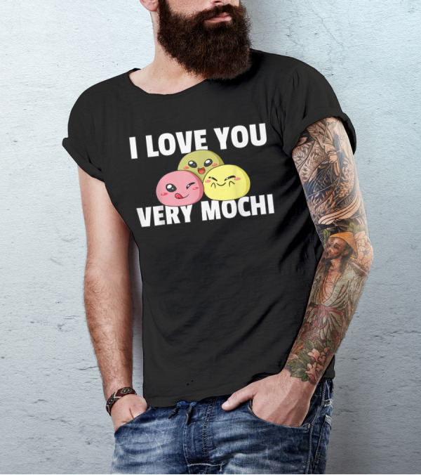 I Love You Very Mochi Cute Kawaii Ice Cream Rice Cake Faces T-Shirt