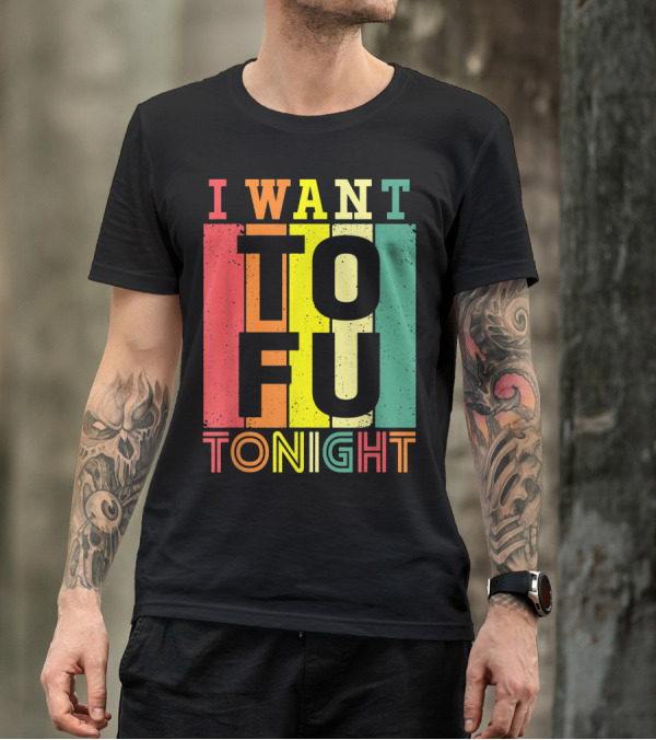 I Want Tofu Tonight Vegetarian Diet Vegan Rainbow Stripes T-Shirt