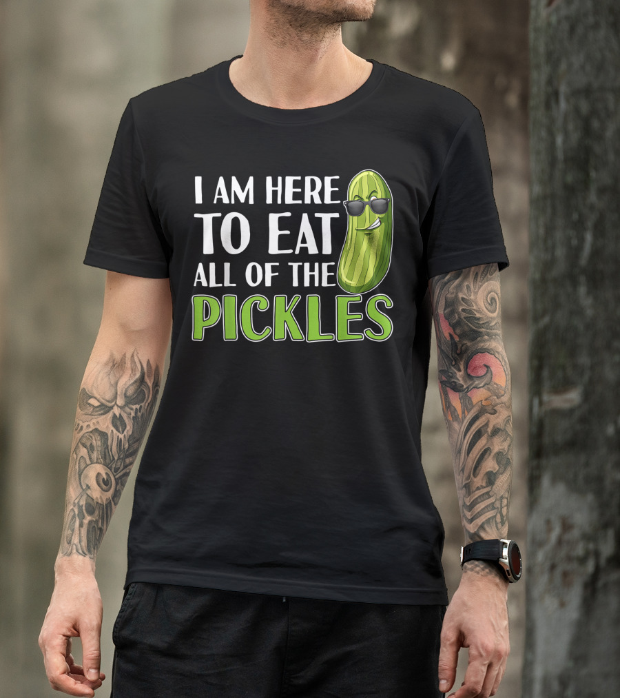 I Am Here To Eat All Of The Pickles Cool Pickle With Sunglasses T-Shirt