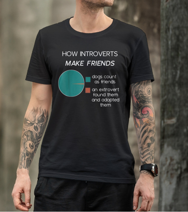 How Introverts Make Friends Pie Chart Dogs Count Extrovert Adopted T-Shirt