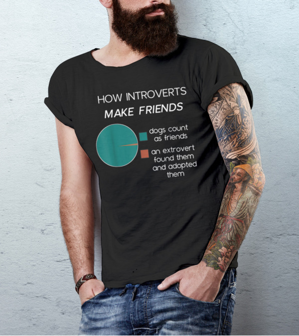 How Introverts Make Friends Pie Chart Dogs Count Extrovert Adopted T-Shirt