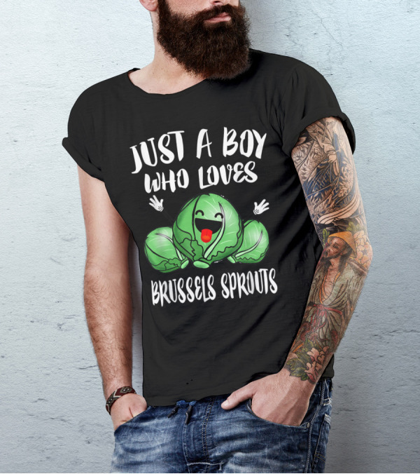 Just A Boy Who Loves Brussels Sprouts Vegetable Vegan T-Shirt