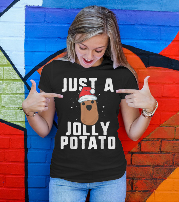 Just A Jolly Potato With Santa Hat T-Shirt