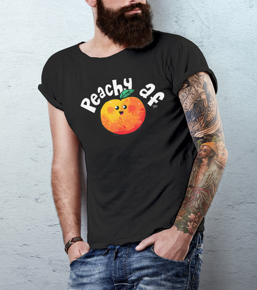 Peachy Af Kawaii Smiling Peach Fruit T-Shirt