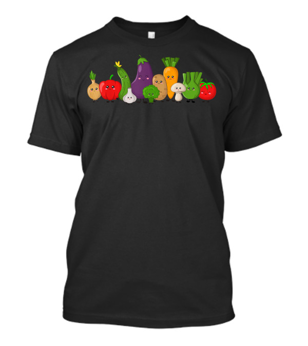 Kawaii Veggies Cute Vegetables Healthy Food Choices Fun Playful Produce Characters T-Shirt