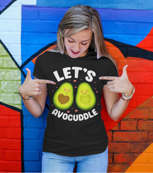 Let's Avocuddle Avocado Couple Vegan Valentine's Day Kawaii Hearts T-Shirt