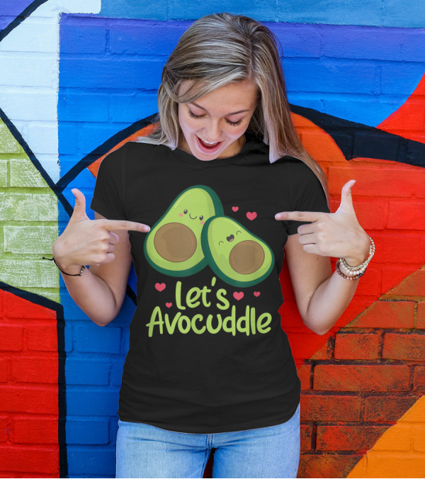 Let's Avocuddle Cute Avocado Couple Valentines Day Kawaii T-Shirt