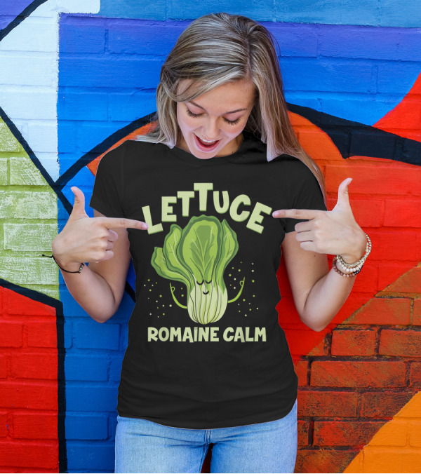 Lettuce Romaine Calm Mindfulness Vegan Yoga Lover Yogi Joke Cute Meditation T-Shirt