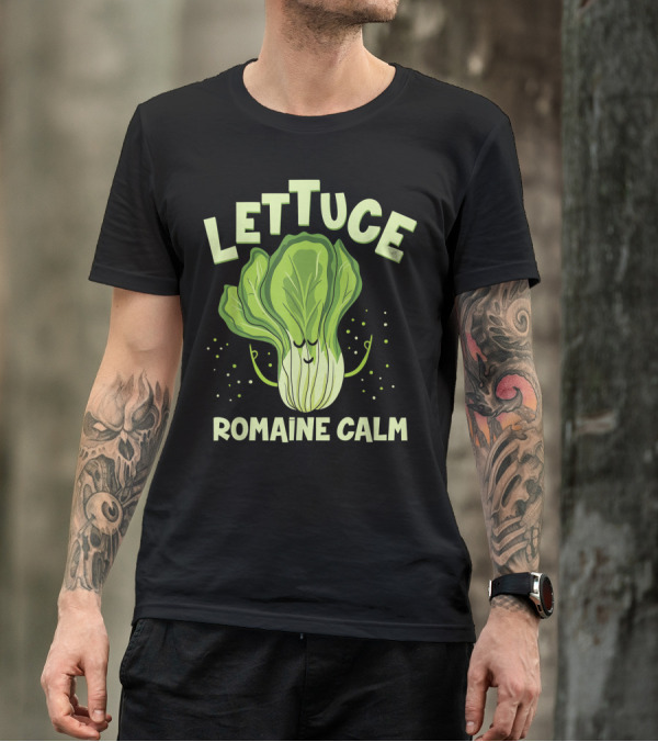 Lettuce Romaine Calm Mindfulness Vegan Yoga Lover Yogi Joke Cute Meditation T-Shirt