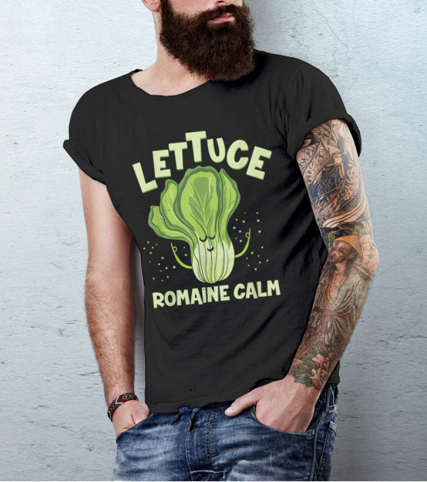 Lettuce Romaine Calm Mindfulness Vegan Yoga Lover Yogi Joke Cute Meditation T-Shirt