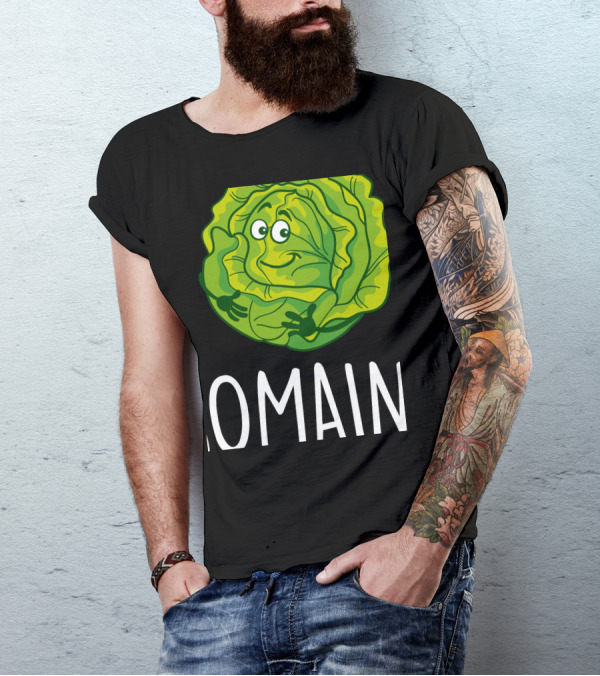 Lettuce Romaine Calm Funny Vegan Humor With Smiling Vegetable Character T-Shirt