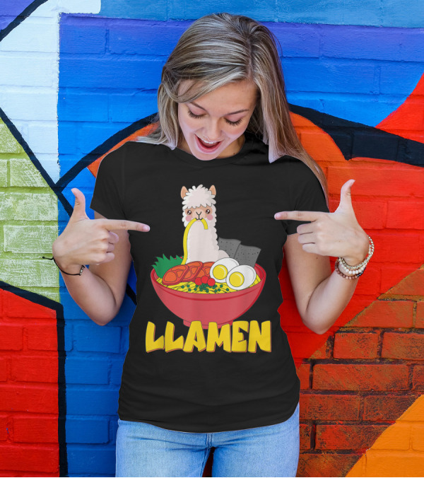 Llama Decor Ramen Soup Korean Llama Stuff LLAMEN T-Shirt