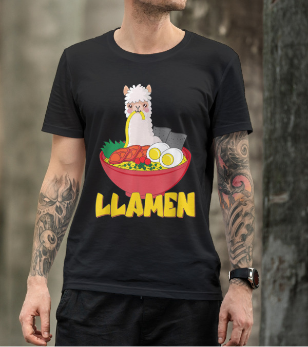 Llama Decor Ramen Soup Korean Llama Stuff LLAMEN T-Shirt