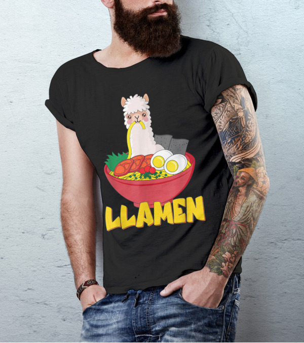 Llama Decor Ramen Soup Korean Llama Stuff LLAMEN T-Shirt
