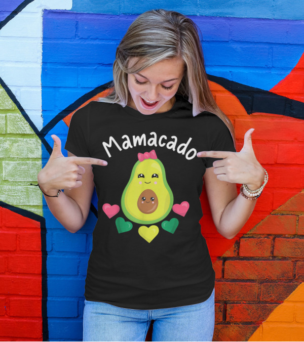 Mamacado Avocado Lover Kawaii Mom Hearts Vegan Vegetarian T-Shirt