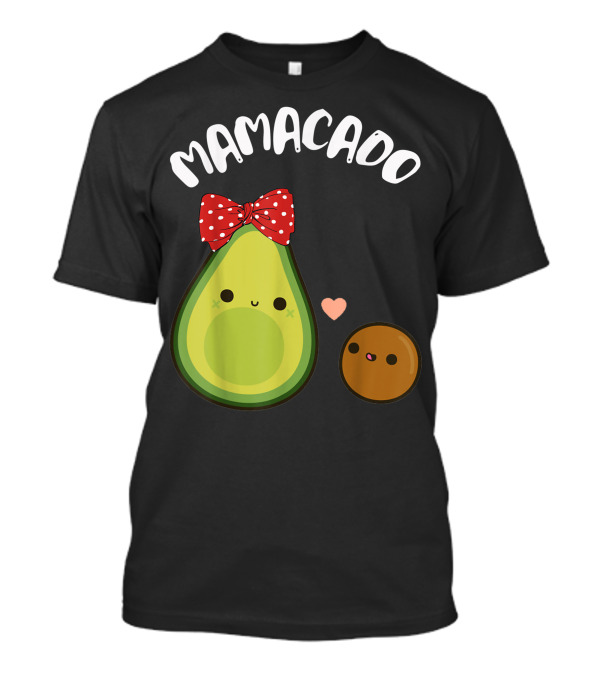 Mamacado Cute Avocado Pregnant Bow Heart T-Shirt