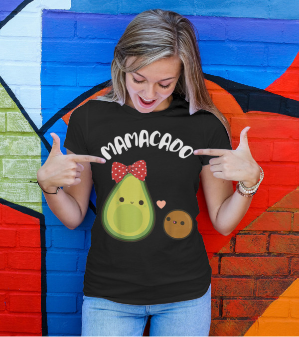 Mamacado Cute Avocado Pregnant Bow Heart T-Shirt