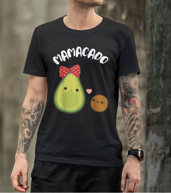 Mamacado Cute Avocado Pregnant Bow Heart T-Shirt
