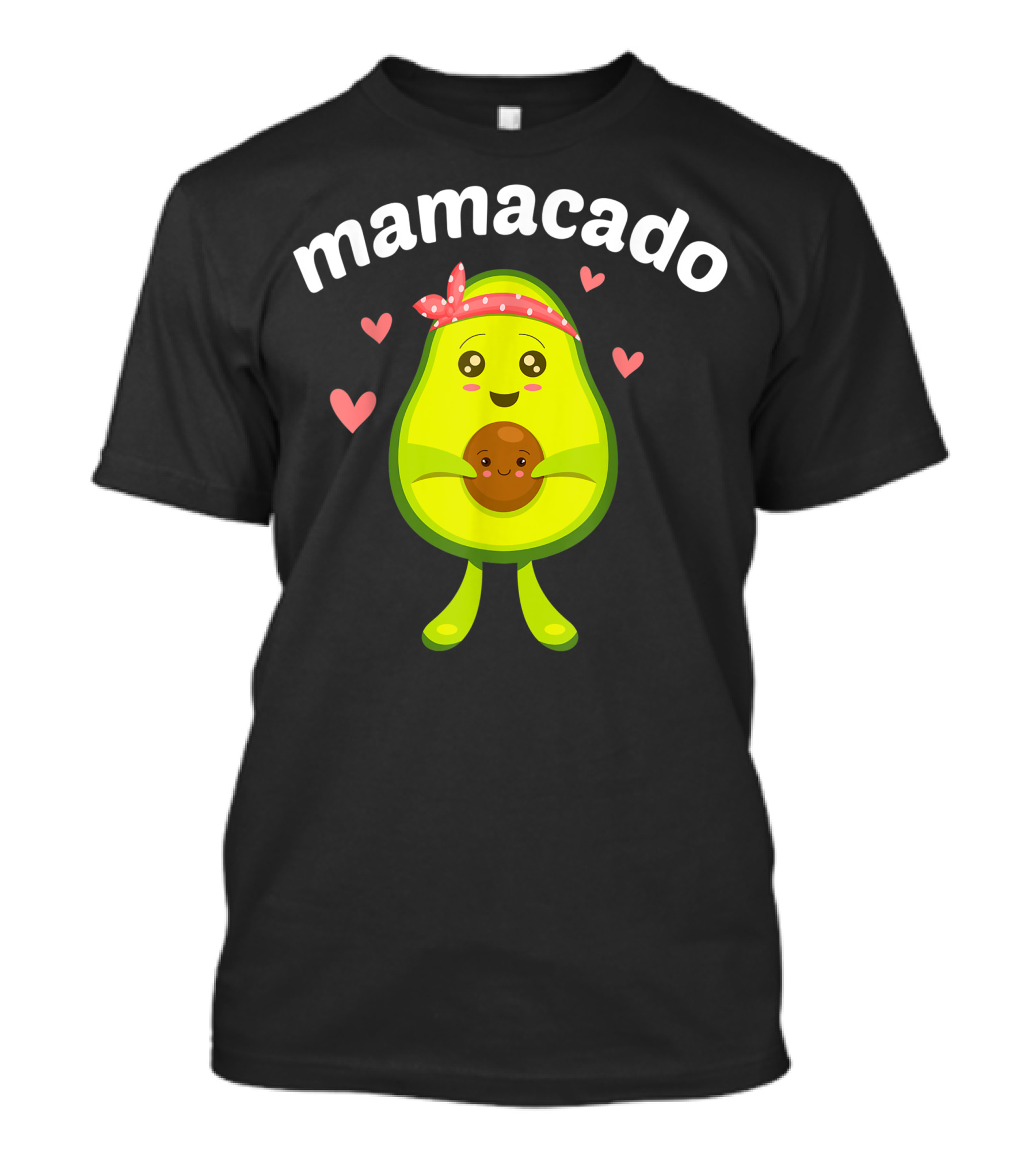 Mamacado Cute Avocado Pregnant Mom With Hearts And Baby Pit Inside T-Shirt