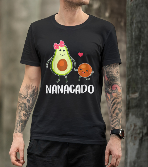 Nanacado Cute Avocado Pregnant Bow Heart Smiling Avocado Pear Duo T-Shirt