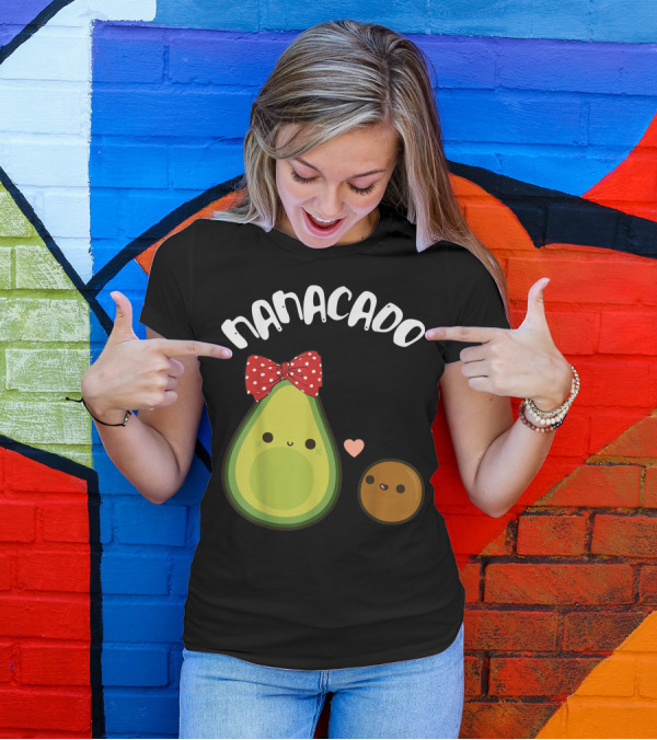 Nanacado Cute Avocado With Red Bow And Heart T-Shirt