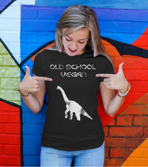 Old School Vegan Veggie Food Dinosaur T-Shirt