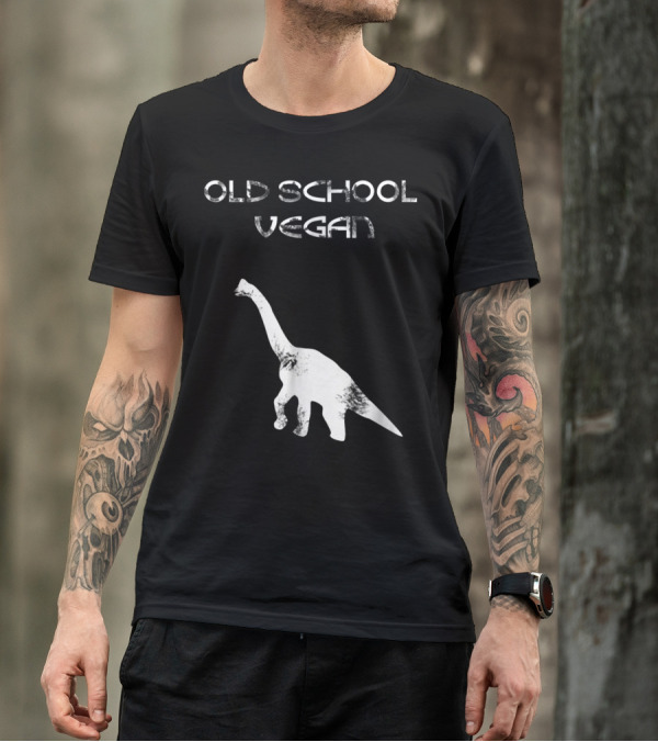 Old School Vegan Veggie Food Dinosaur T-Shirt