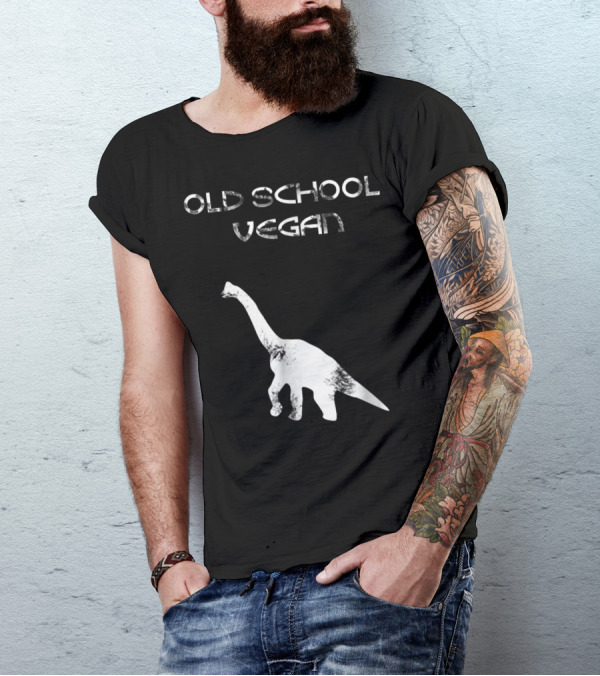 Old School Vegan Veggie Food Dinosaur T-Shirt