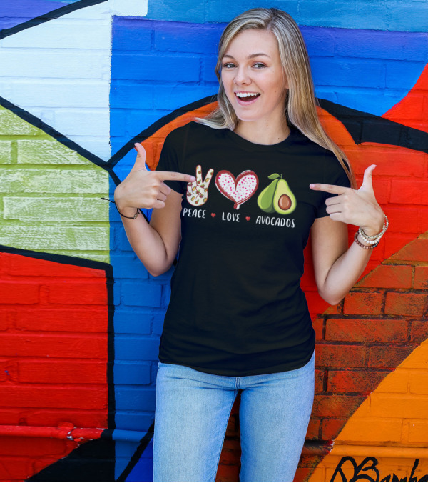Peace Love Avocados Peace Sign Heart Avocado Lovers T-Shirt