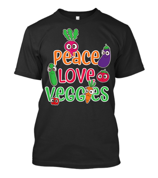 Peace Love Veggies Cute Vegetable Characters T-Shirt
