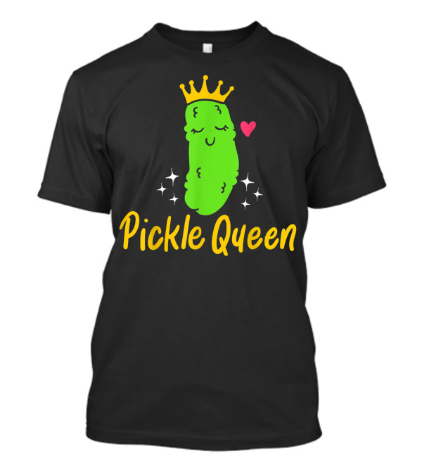 Pickle Queen Crowned Pickle With Heart And Sparkles T-Shirt