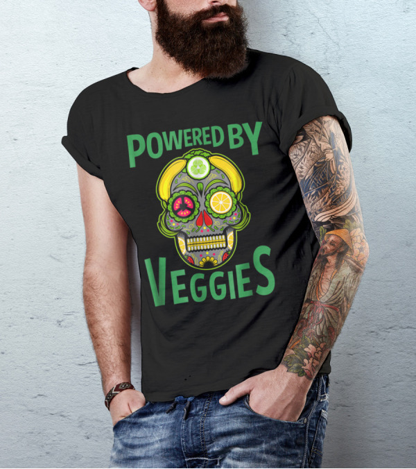 Powered By Veggies Plant Based Diet Vegan Vegetarian T-Shirt