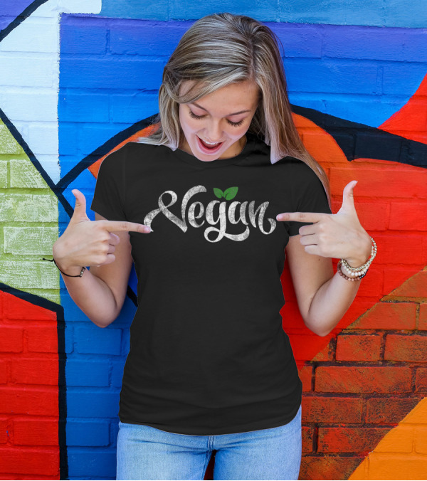 Vegan Lifestyle Plant Based Text With Leaf T-Shirt
