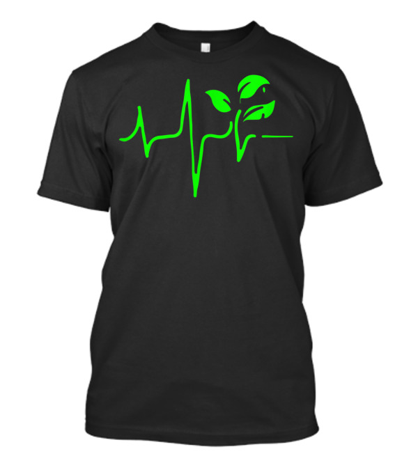 Plant Heartbeat Vegan Vegetarian Plant Lover Eco Pulse T-Shirt