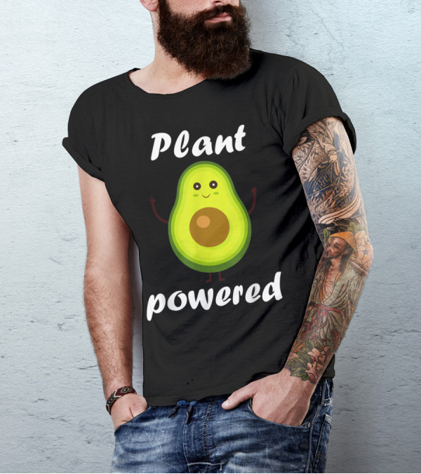 Plant Powered Avocado Vegan Vegetarian T-Shirt