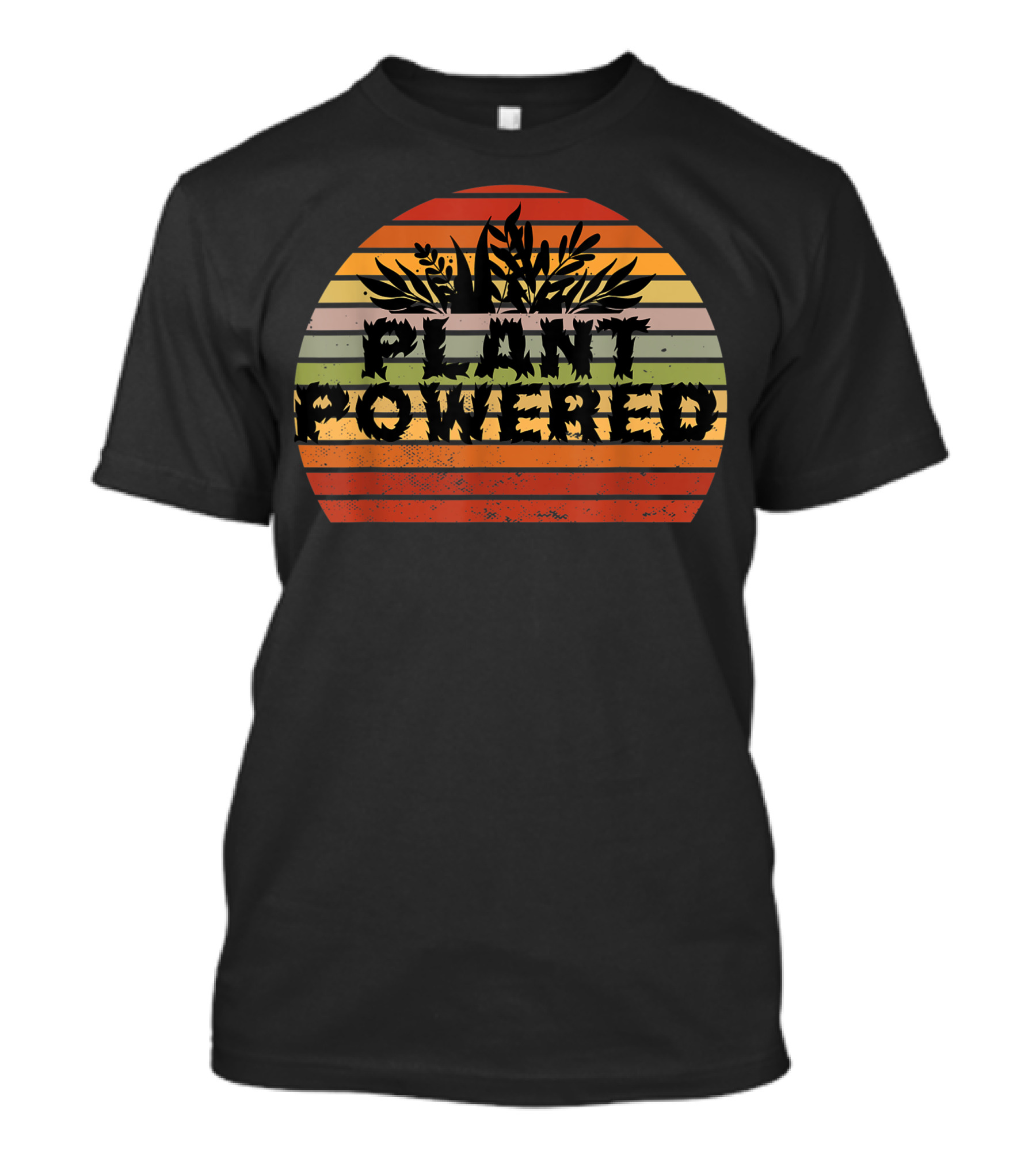 Plant Powered Vintage Sunset Vegan Vegetarian Veggie T-Shirt