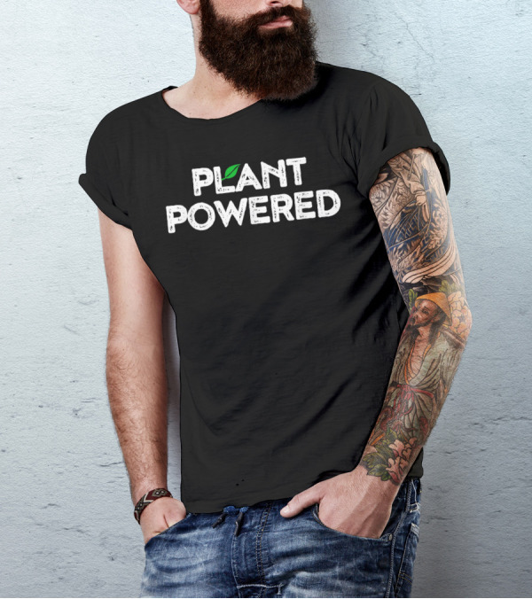 Plant Powered Vegetarian Leaf Emblem T-Shirt