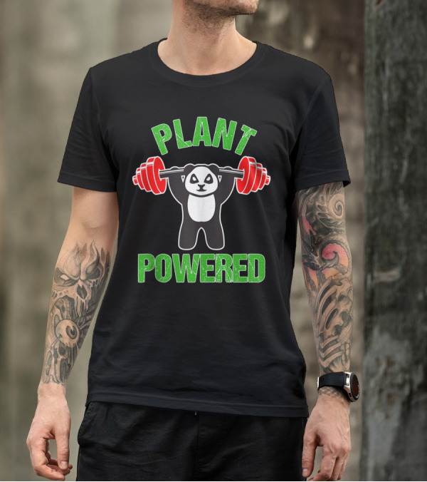 Plant Powered Vegan Panda Bear Gym Workout T-Shirt
