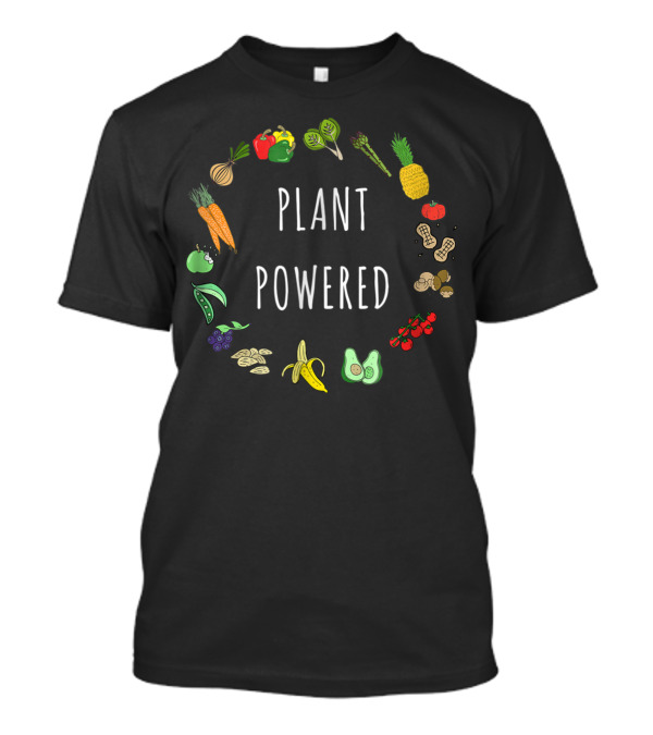 Plant Powered Vegetable Based Vegan Vegetarian Circle T-Shirt