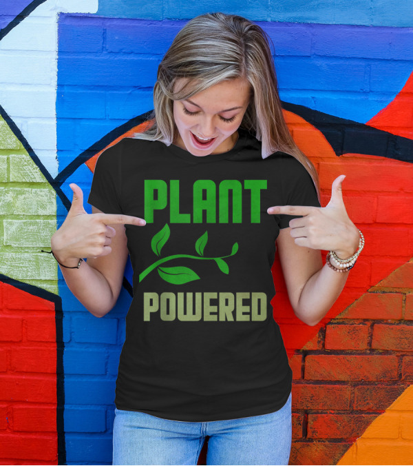 Plant Powered Vegan Vegetarian Diet Healthy Lifestyle Green Leaf Branch T-Shirt