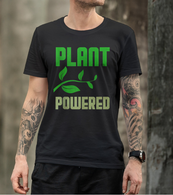 Plant Powered Vegan Vegetarian Diet Healthy Lifestyle Green Leaf Branch T-Shirt