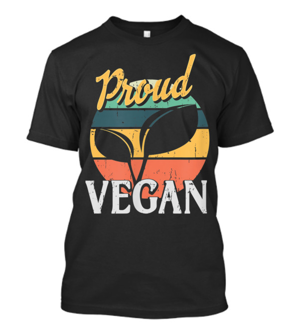 Proud Vegan Activism Vegetarian Animal Lover Vegan Retro Plant Leaf Stripes T-Shirt