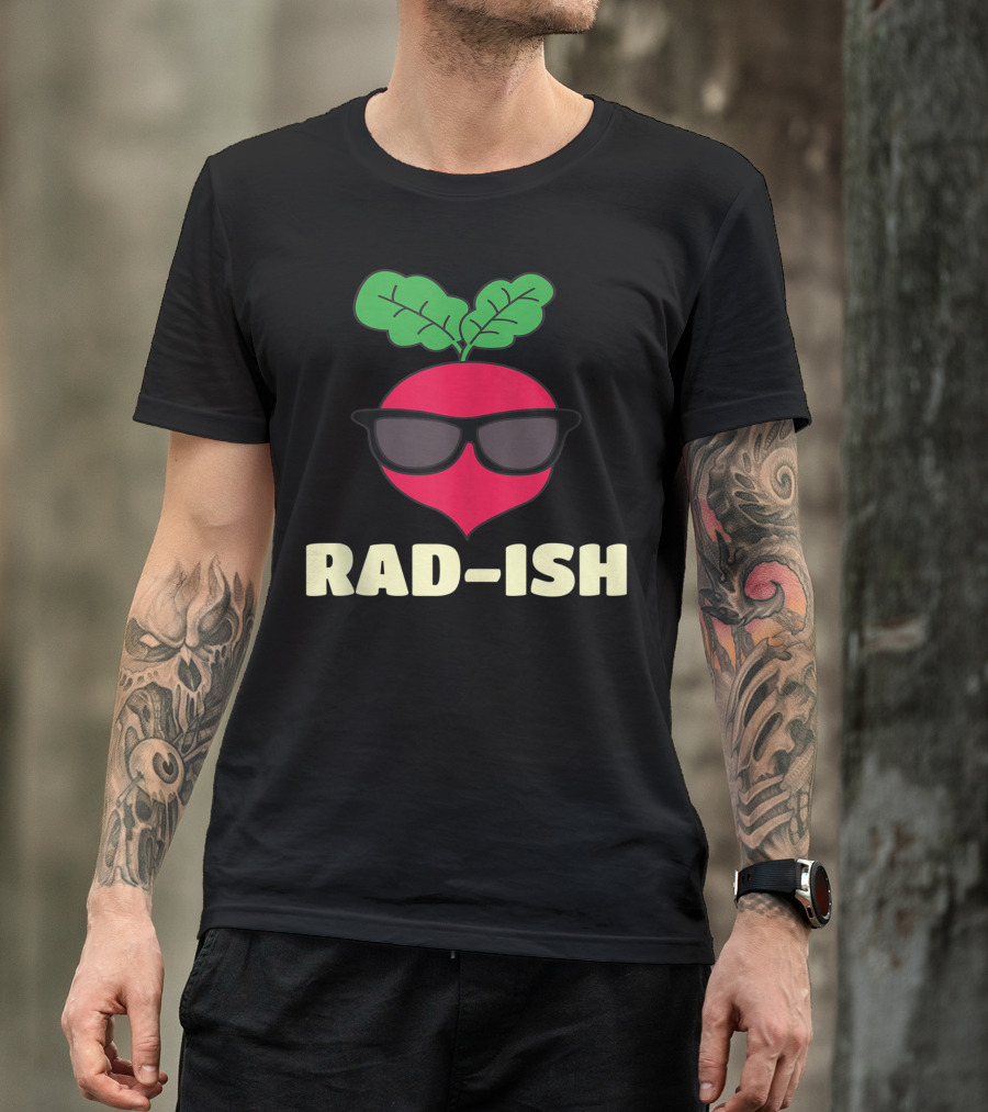 Rad-Ish Cool Radish Wearing Sunglasses Food Pun T-Shirt